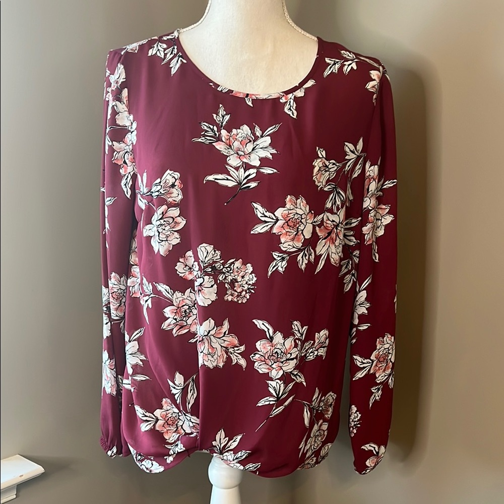 Floral Burgundy Women's Top